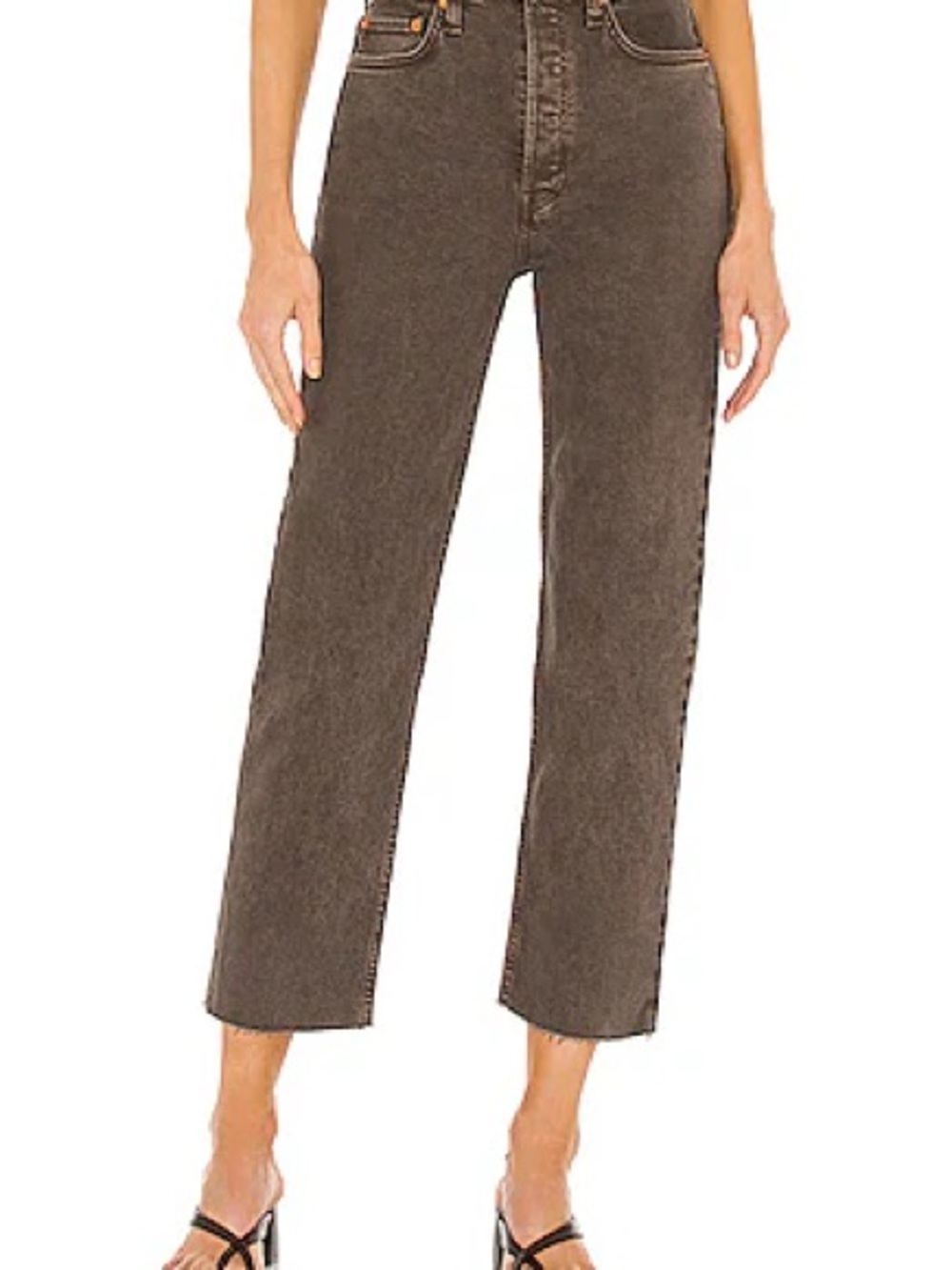 RE/DONE 70s High Rise Stove Pipe Jeans in Washed Chocolate